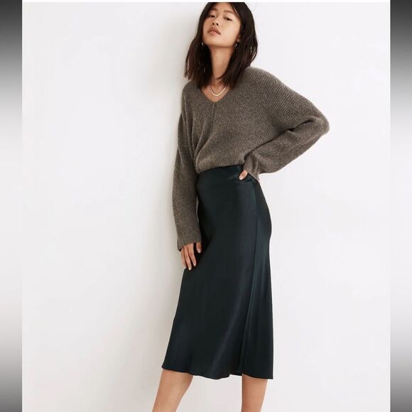 Madewell Satin Midi Slip Skirt - Picture 1 of 8